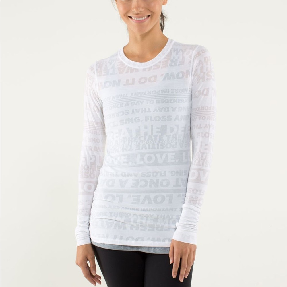 Size 6 white Lululemon manifesto long sleeve